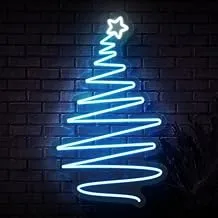 BPA Christmas Tree Neon Light, Christmas, New Year, blue, LED, 80x60 cm