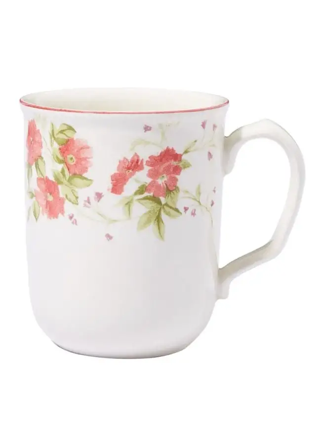 Claytan Flower Printed Ceramic Mug White/Pink/Green 320ml