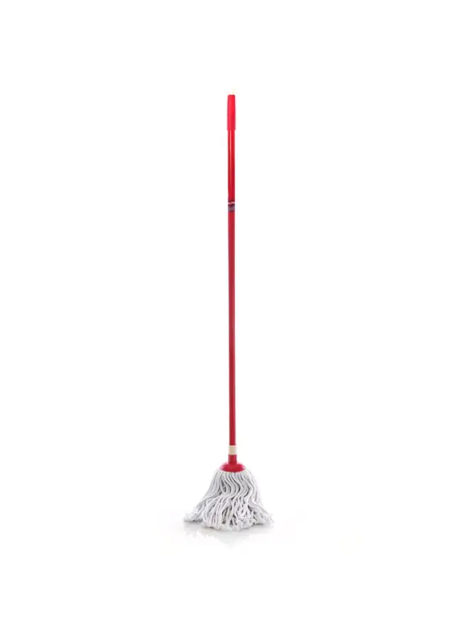 Royalford Cotton String Mop Red Stick And White Cotton 15cm