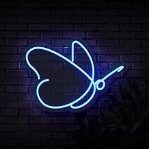 BPA Butterfly Neon Light, Kids Room, Kids birthday Party, blue, LED, 40x40 cm