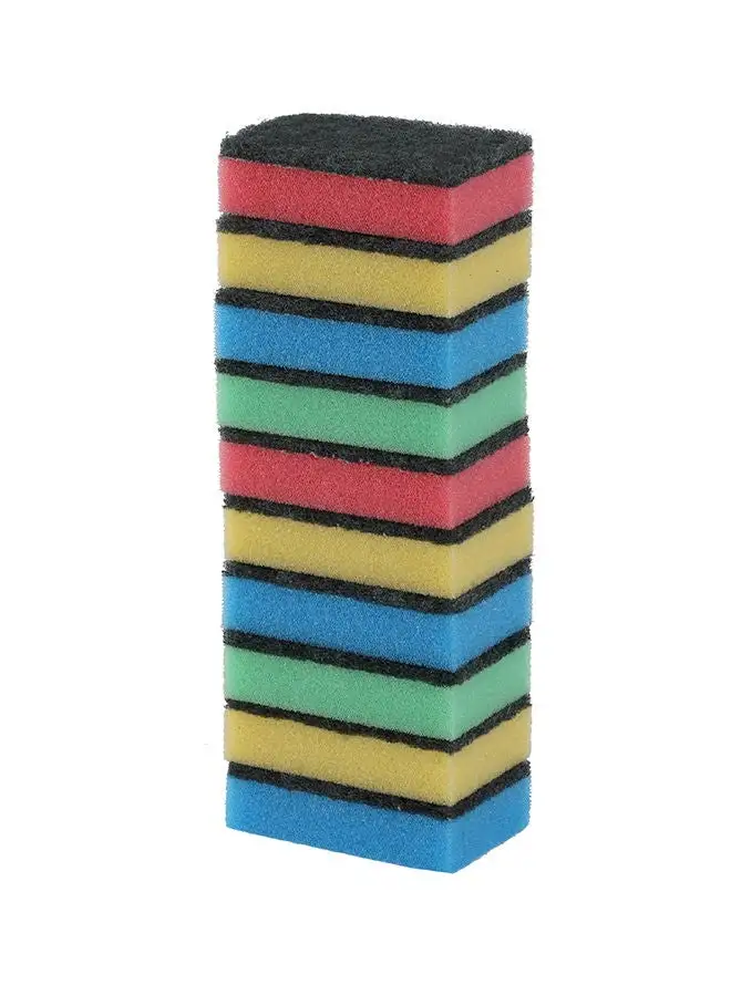 Royalford Royalbright Heavy Duty Scrub Sponges- RF11087, Scrub Pads for Kitchen, Ideal for Dish Wash Liquid, Multi-Purpose, No Scratch Rectangular Sponge, Pack of 10, Multi-Colour