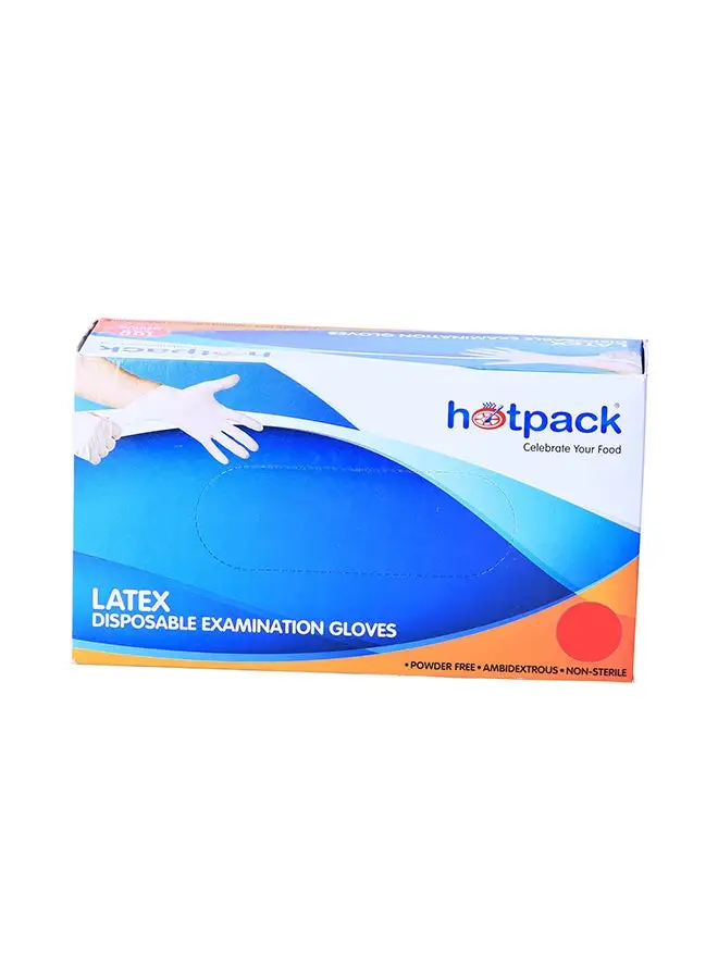 Hotpack 100-Piece Powder Free Latex Gloves White XL