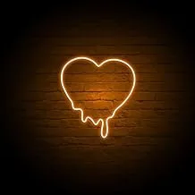 BPA Heart Neon Light, Love, Valentine, Romantic, Orange, LED, 30x30 cm