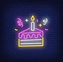 BPA Cake and Candle Neon Light, Birthday Partty, Multicolour, LED, 40x40 cm