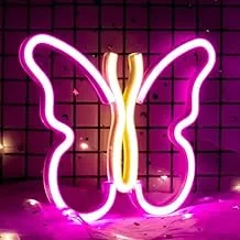 BPA Butterfly Neon Light, Kids Room, Gift, Pink, LED, 35x35 cm