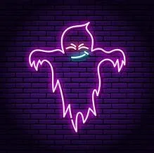 BPA Ghost Neon Light, Spook, Halloween, Purple, LED, 60x70 cm