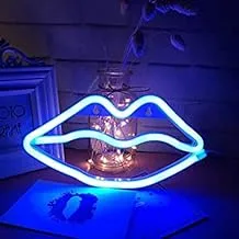 BPA الشفاه ضوء النيون، عيد الحب، رومانسية، الأزرق، LED، 60x30 سم