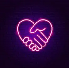 BPA Heart Hands Neon Light, Love, Shake Hands, Living Room, Pink, LED, 40x40 cm