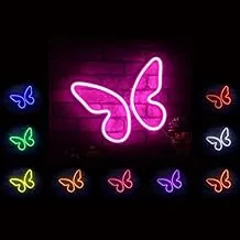 BPA Butterfly Neon Light, Kids Room, Tenderness, Insect, Multicolour, LED, 100x70 cm