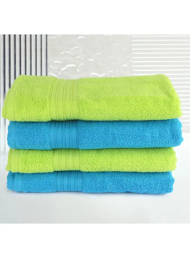 White Rose 4 Piece Bathroom Towel Set ZERO TWIST 410 GSM Zero Twist Terry 4 Bath Towel 75x130 cm Fluffy Look Quick Dry Super Absorbent Green & Blue Color