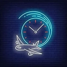 BPA Airplane And Clock Neon Light, Travel, Tourism, Airline, Specific Time, Multicolour, LED, 55x75 cm