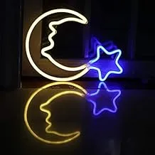 BPA Moon And Star Neon Light, Ramadan, Muslim, Eid, Multicolour, LED, 100x80 cm