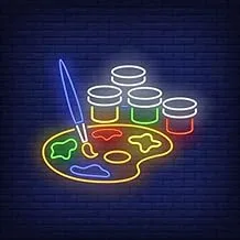 BPA Watercolor Neon Light, Art, Palette, Multicolour, LED, 70x70 cm