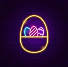 BPA Eggs Basket Neon Light, Easter, Multicolour, LED, 40x50 cm