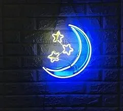 BPA Moon and Stars, Neon Light, Ramadan, Muslim, Eid, Blue, LED, 50x50 cm