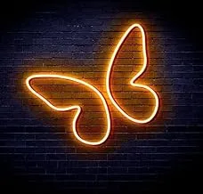 BPA Butterfly Neon Light, Kids Room, Girls Room, Orange, LED, 50x50 cm