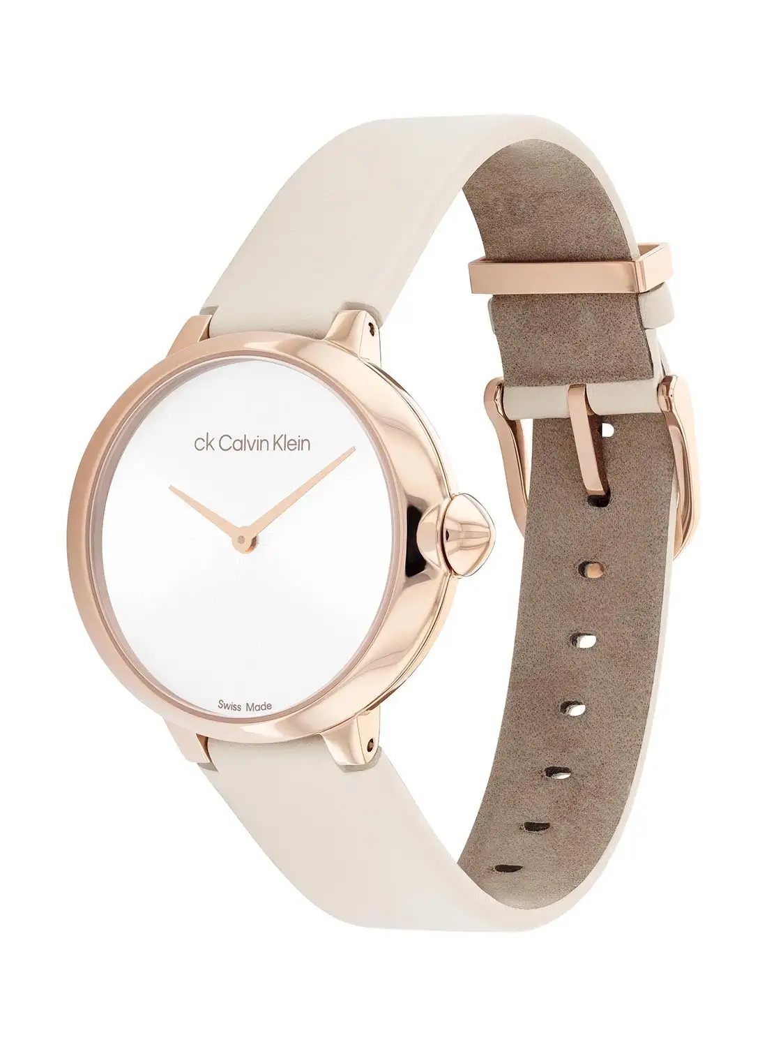 CALVIN KLEIN Women's Analog Round Shape Leather Wrist Watch 25000050 - 36.5 Mm