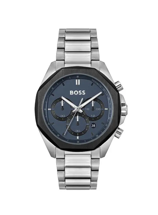 HUGO BOSS Men Chronograph Round Shape Stainless Steel Wrist Watch 44 mm