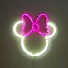 BPA Minnie Mouse Neon Light، غرفة البنات، غرفة الأطفال، رسوم متحركة، متعدد الألوان، LED، 30x30 سم