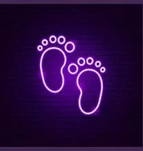 BPA Baby Footprint Neon Light, Kids Room, Baby, Purple, LED, 50x50 cm