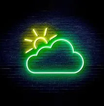 BPA Cloud with Sun Neon Light, Kids Room, Wather, Multicolour, LED, 50x35 cm