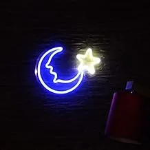 BPA Crescent moon with Sar Neon Light, Bedroom, Kids Room, Multicolour, LED, 30x30 cm