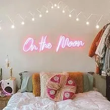 BPA On The Moon Neon Light, Bed Room, Living Room, Multicolour, LED, 75x25 cm