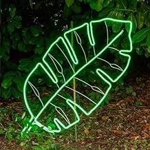 ضوء نيون على شكل ورقة BPA، غرفة المعيشة، ديكور حديقة، أخضر، LED، 25x70 سم