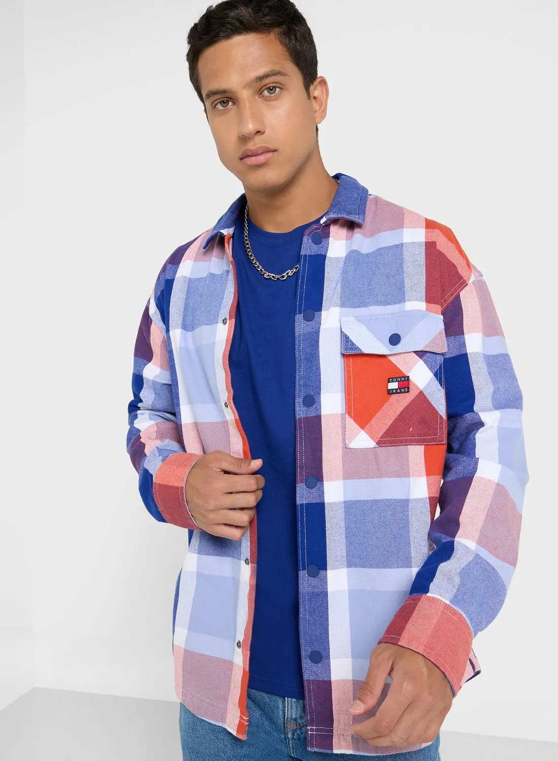 TOMMY JEANS Logo Regular Fit Check Shirt