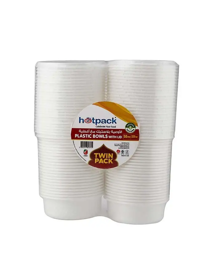 Hotpack Hotpack Plastic Bowl with LID 225ml X 2 Pack (25 Pieces X 2 Pack)