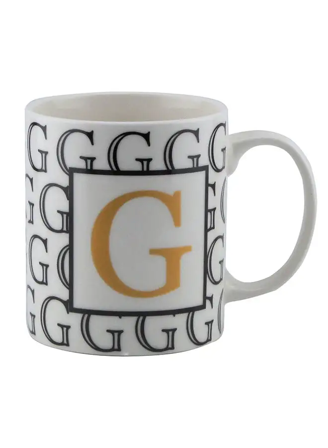 Shallow Letter Printed Porcelain Tea And Coffee Mug White