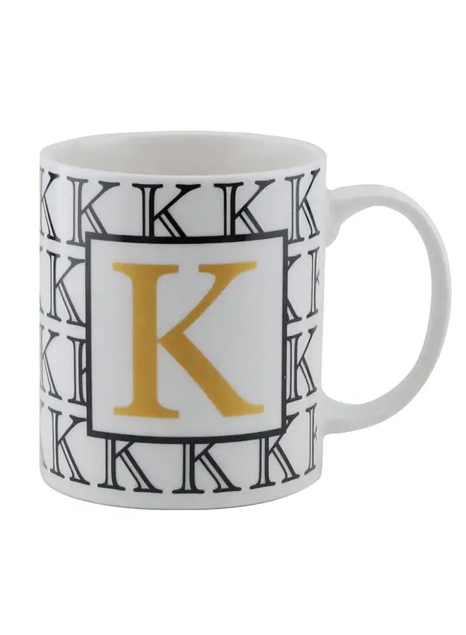 Shallow Letter Printed Porcelain Tea And Coffee Mug White