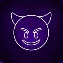 BPA Evil Emoji Neon Light, Emoji, Living Room, Purple, LED, 40x40 cm