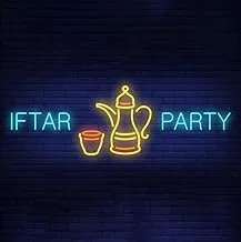 BPA Iftar Party Neon Light, Ramadan, Muslim, Eid, Multicolour, LED, 100x50 cm