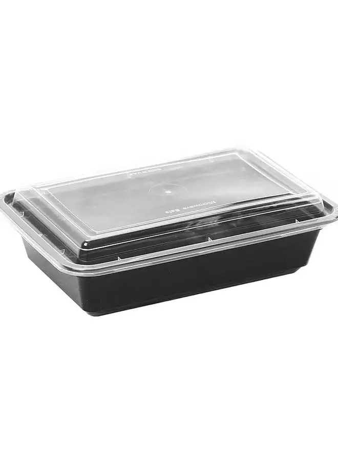 Hotpack Hotpack Disposable Bento Food Storage Microwavable Meal Prep Container Black Base Rectangular Container 38 ounce with Clear Lid 50 Pieces