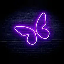 BPA Butterfly Neon Light, Kids Room, Tenderness, Insect, Purple, LED, 45x45 cm