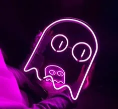 BPA Ghost Neon Light، غرفة المعيشة، غرفة الألعاب، Emoji، أرجواني، LED، 45x45 سم