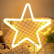 BPA Stars Neon Light, Christmas, Living Room, Kids Room, Yellow, LED, 30x30 cm