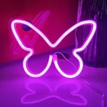 BPA Butterfly Neon Light, Girls Bedroom, Kids Birthday, Pink, LED, 40x20 cm