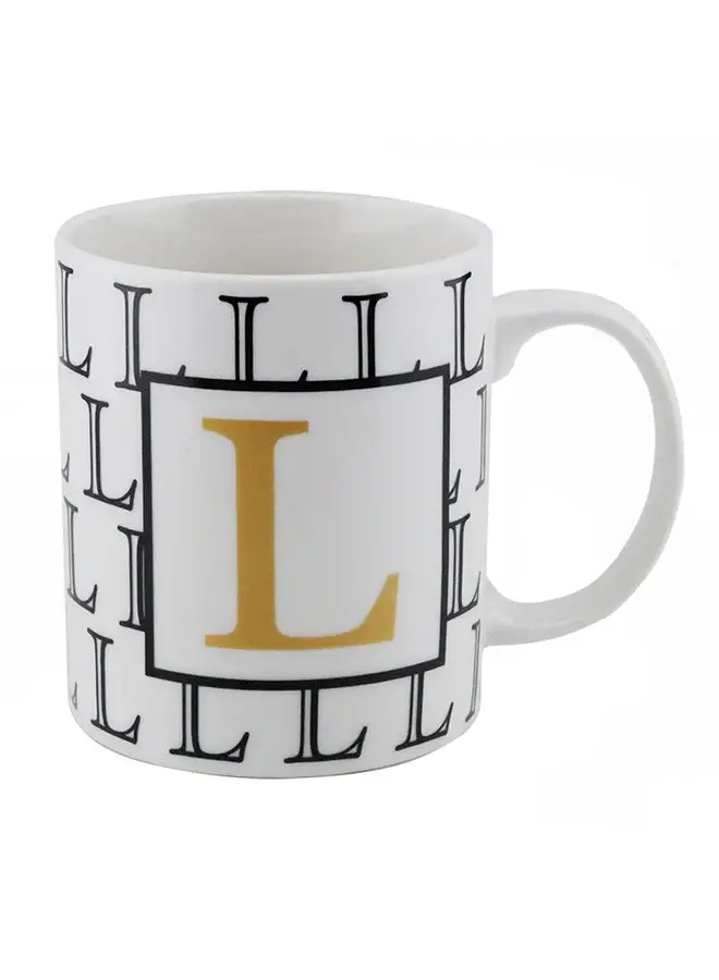 Shallow Letter Printed Porcelain Tea And Coffee Mug White