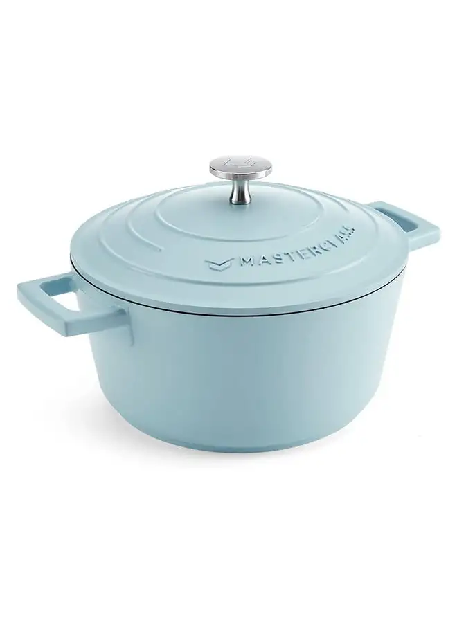 MASTERCLASS MasterClass Small Casserole Dish with Lid 2.5L/20 cm, Lightweight Cast Aluminium, Induction Hob and Oven Safe, Sky Blue