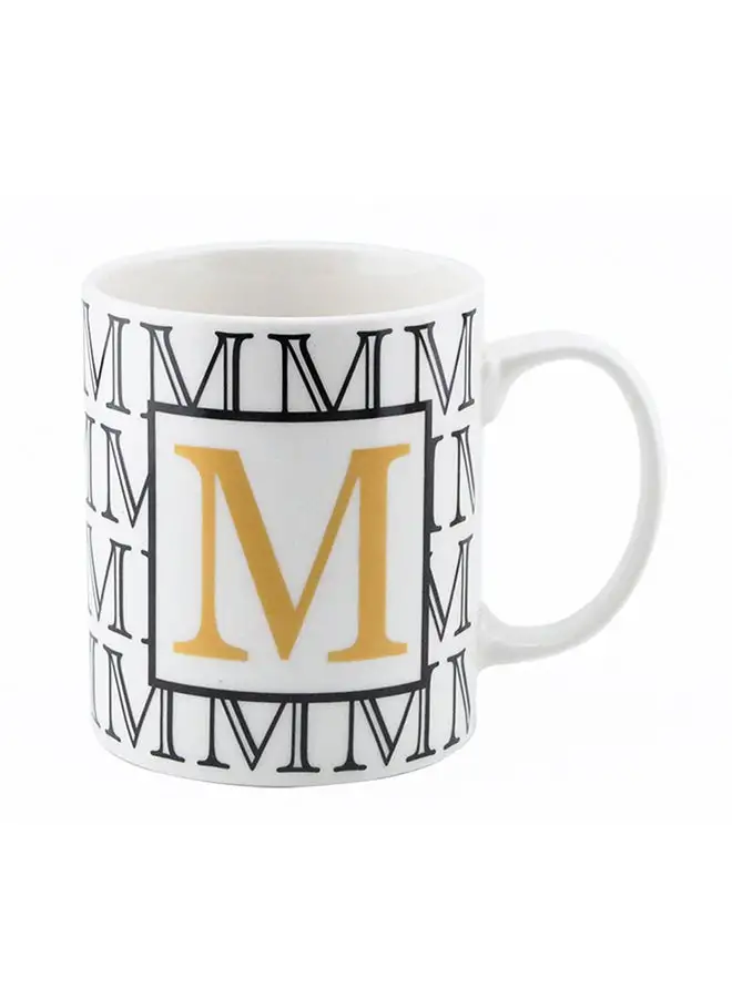 Shallow Letter Printed Porcelain Tea And Coffee Mug White