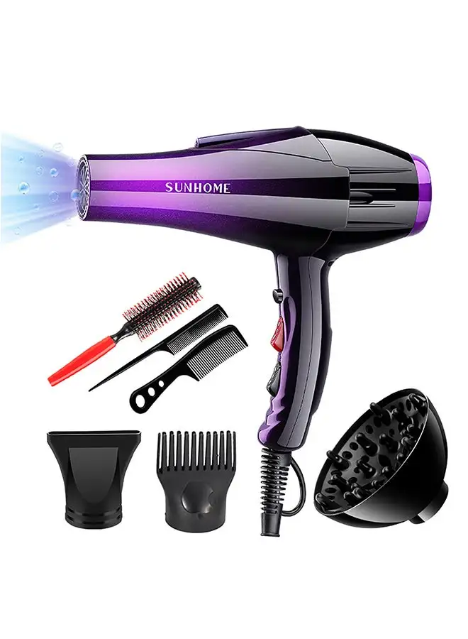 Sunhome 7-Piece Professional Hair Dryer Set 2300W Purple/Black