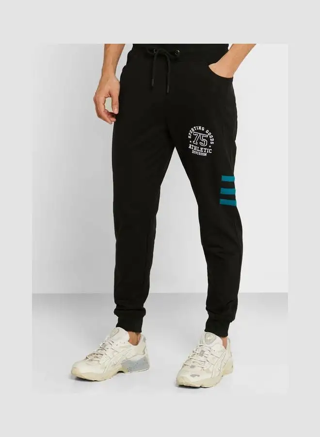 Seventy Five Stripe Panel Joggers Black