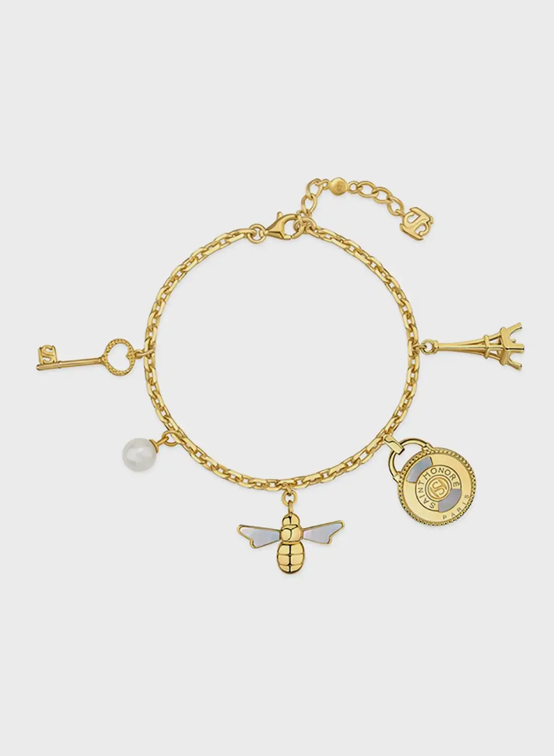 Saint Honore Paris Hanging Charms Frewater Pearls Bracelet