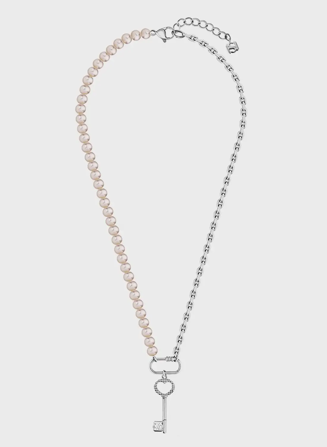 Saint Honore Paris Half Cablechain Half Pink Frewater Pearls Necklace