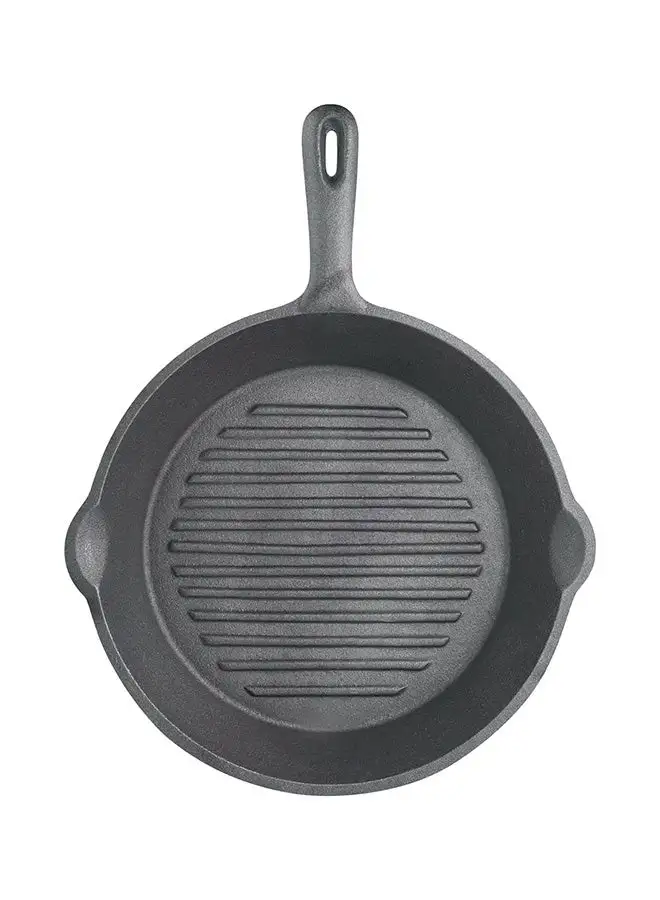 KitchenCraft KITCHENCRAFT KCCIRD Deluxe Cast Iron Grill Pan Round Ribbed 24cm (9.5