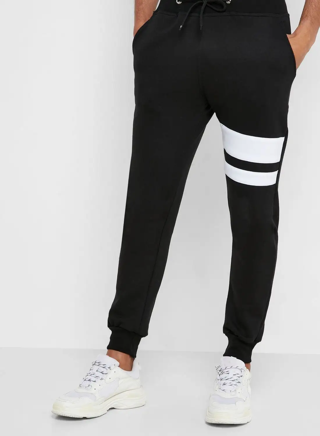 Seventy Five Knee Striped Joggers Black