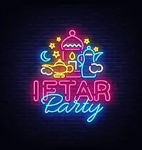 BPA Iftar Party, Neon Light, Ramadan, Muslim, Eid, Multicolour, LED, 80x80 cm, 90x90 cm