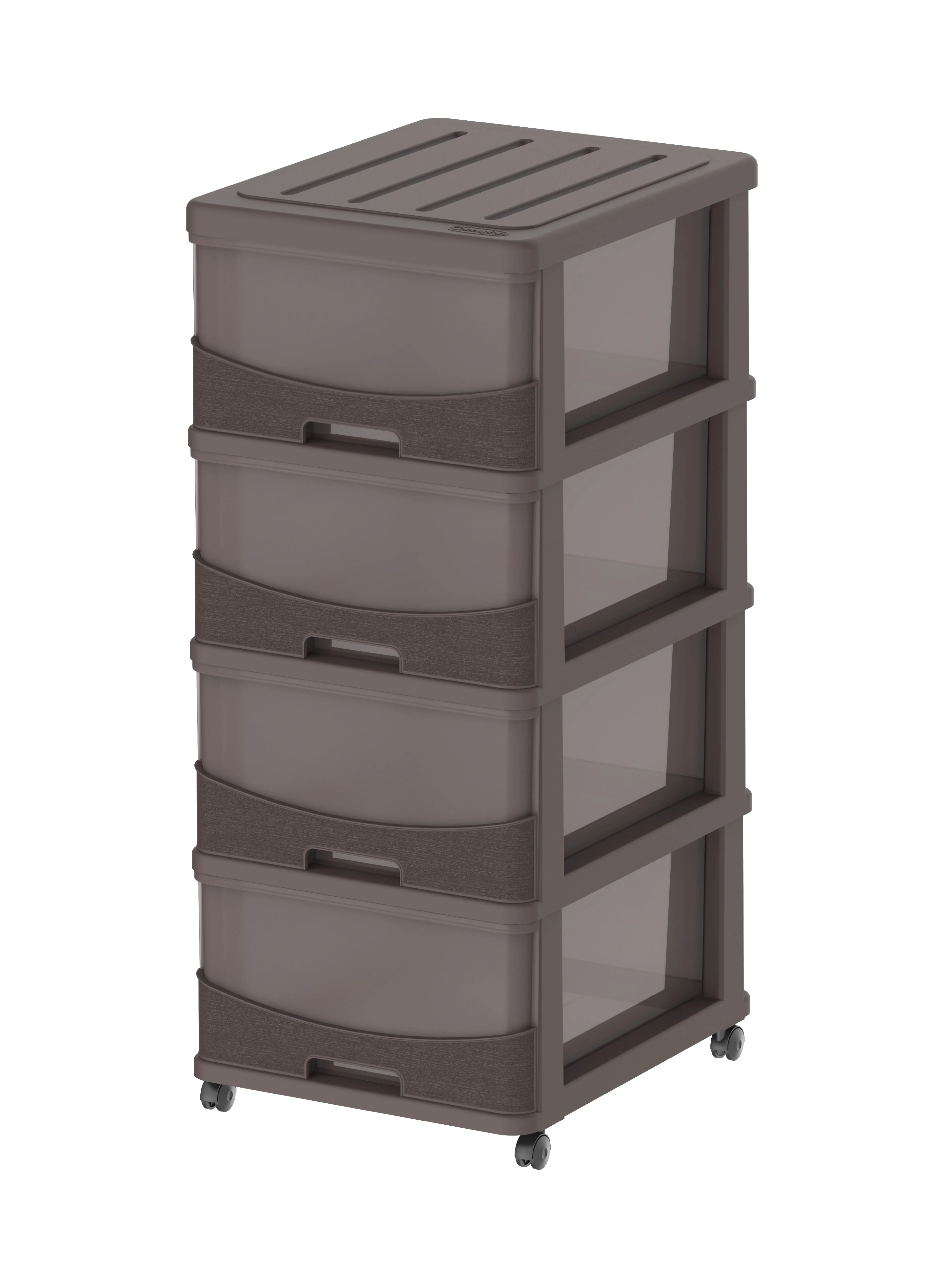 Cosmoplast Cedargrain 4 Tiers Storage Cabinet with Drawers & Wheels